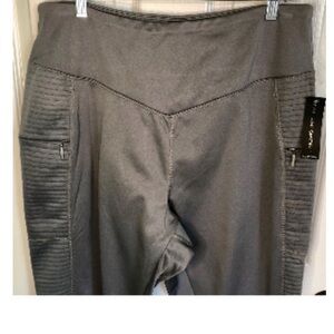 Tahari Sport Gray High Waisted Leggings Zip Pockets Athleisure - Size 1X